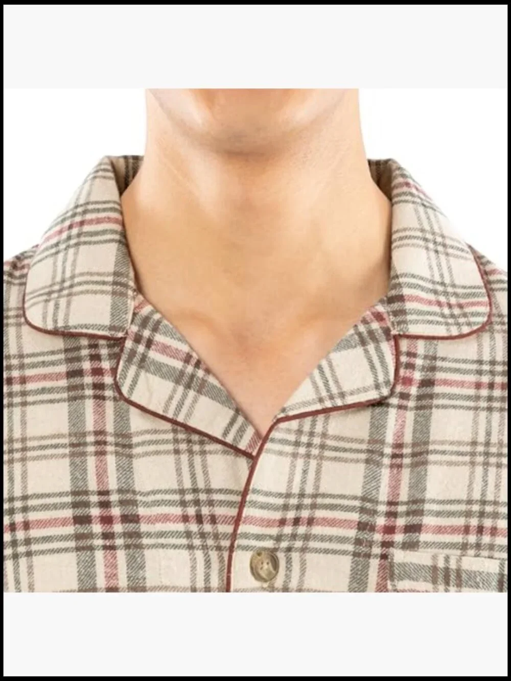 Flannel Pajama Sleep Set with Button Shirt and Drawstring Pants